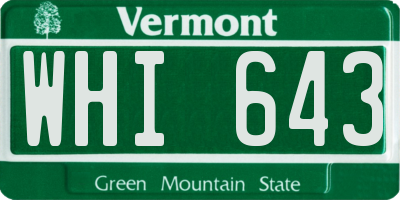 VT license plate WHI643