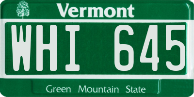 VT license plate WHI645