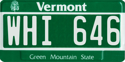 VT license plate WHI646