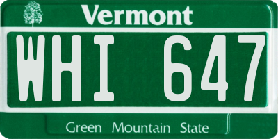 VT license plate WHI647