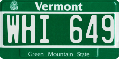 VT license plate WHI649