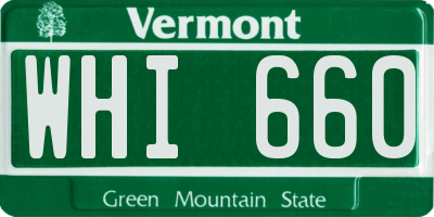 VT license plate WHI660