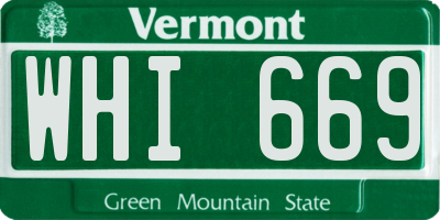 VT license plate WHI669