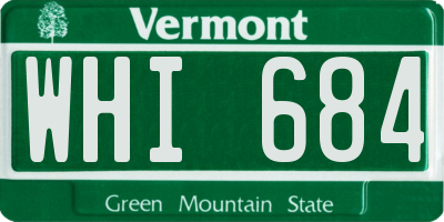 VT license plate WHI684