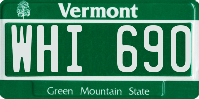 VT license plate WHI690