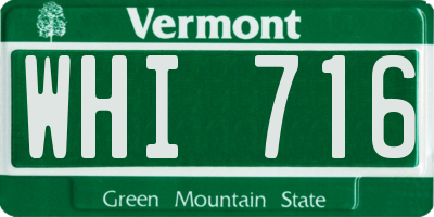 VT license plate WHI716