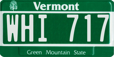 VT license plate WHI717