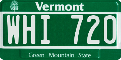 VT license plate WHI720