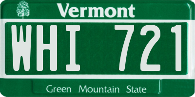 VT license plate WHI721