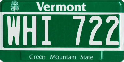 VT license plate WHI722