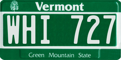 VT license plate WHI727