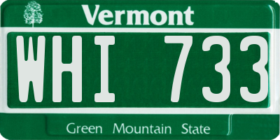 VT license plate WHI733