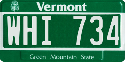 VT license plate WHI734