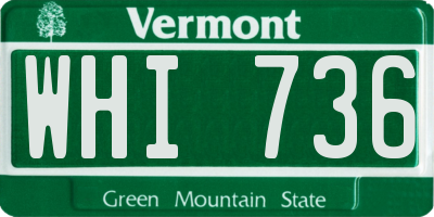 VT license plate WHI736