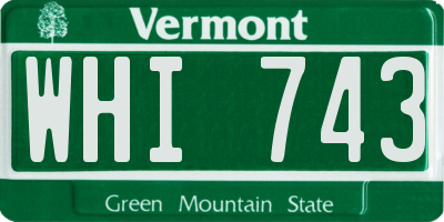 VT license plate WHI743