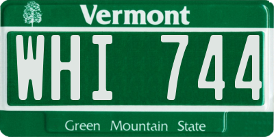 VT license plate WHI744