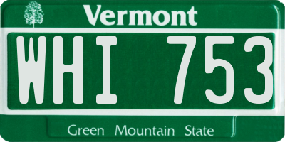 VT license plate WHI753