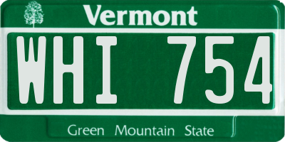 VT license plate WHI754