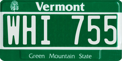 VT license plate WHI755