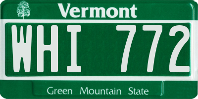 VT license plate WHI772