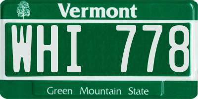 VT license plate WHI778