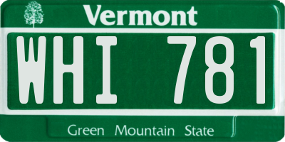 VT license plate WHI781