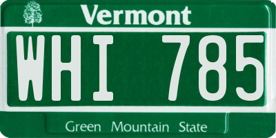VT license plate WHI785