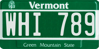 VT license plate WHI789