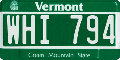 VT license plate WHI794