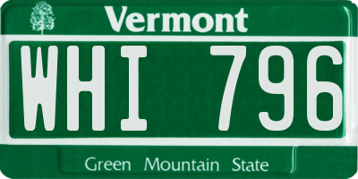 VT license plate WHI796