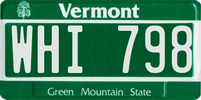 VT license plate WHI798