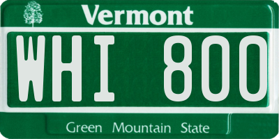 VT license plate WHI800
