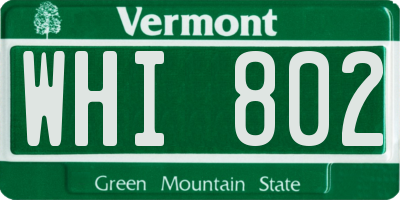 VT license plate WHI802