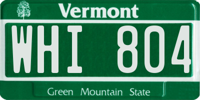 VT license plate WHI804