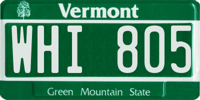 VT license plate WHI805
