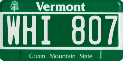 VT license plate WHI807