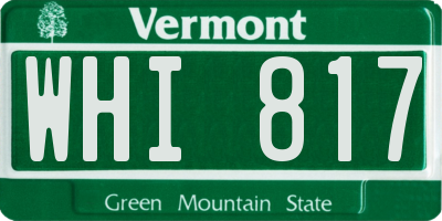 VT license plate WHI817