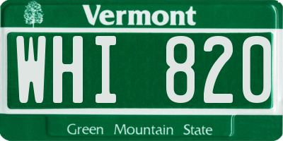 VT license plate WHI820