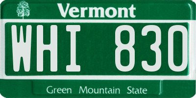 VT license plate WHI830