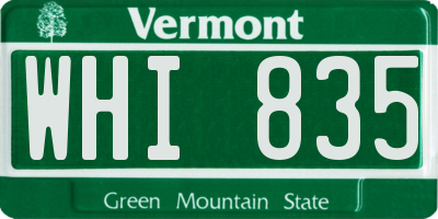 VT license plate WHI835