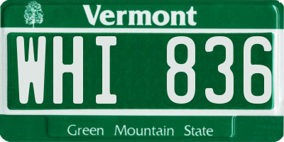 VT license plate WHI836