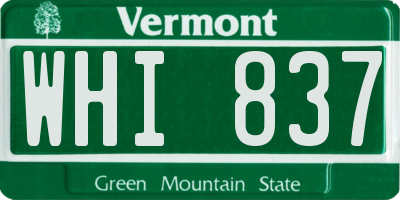 VT license plate WHI837