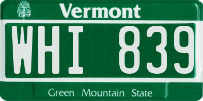 VT license plate WHI839
