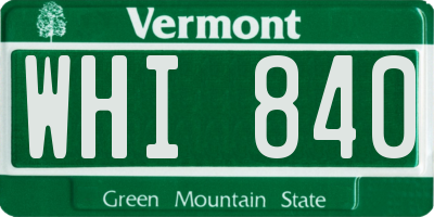 VT license plate WHI840