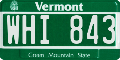 VT license plate WHI843