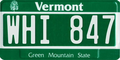 VT license plate WHI847