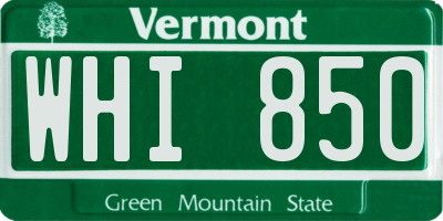 VT license plate WHI850