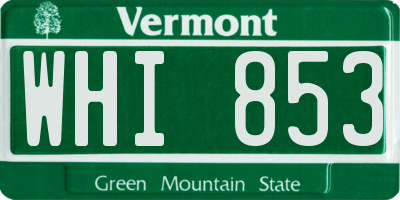 VT license plate WHI853