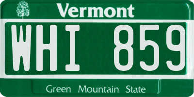 VT license plate WHI859