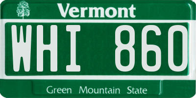 VT license plate WHI860